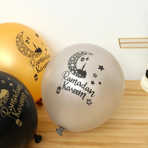 10 stk Eid Mubarak Ramadan Balloner Latex Balloner SORT