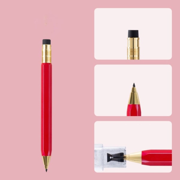 Mekanisk Penna Automatisk Penna RÖD BLYTTA RÖD BLYTTA Red Pencil