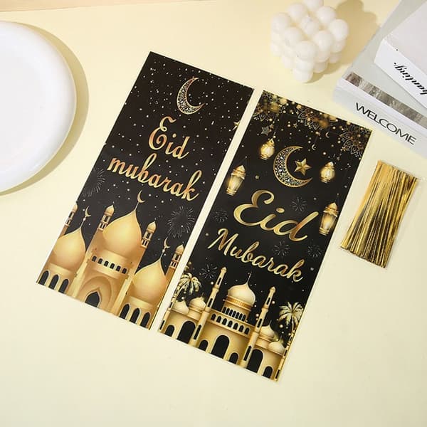 100 st Eid Mubarak Godispåsar Eid Presentpåse Cookies Snack Förpackning