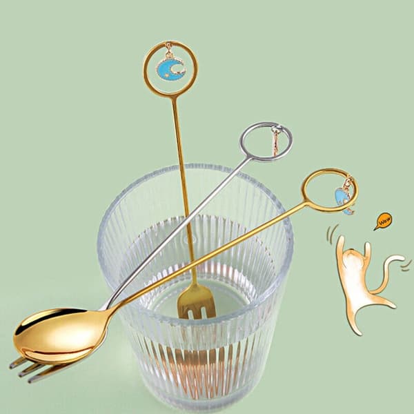 Stjerne Måne Ske Gaffel Dessert Kage Ske FORK-5 FORK-5 fork-5