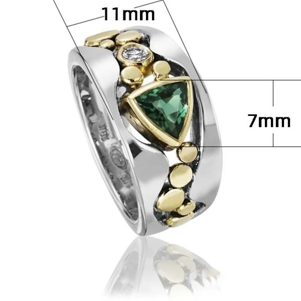Zirkonring ihålig infälld ring GRÖN 7 green 7