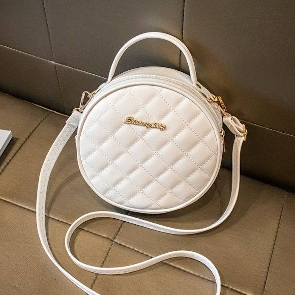 Liten rund veske Dame Skulderveske HVIT white