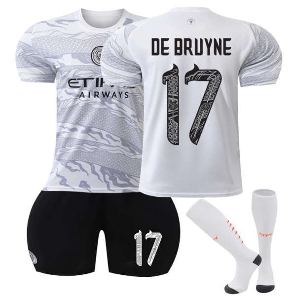 23-24 Manchester City Commemorative Edition Hjemme fotballskjorte for barn nr. 17 De Bruyne 28