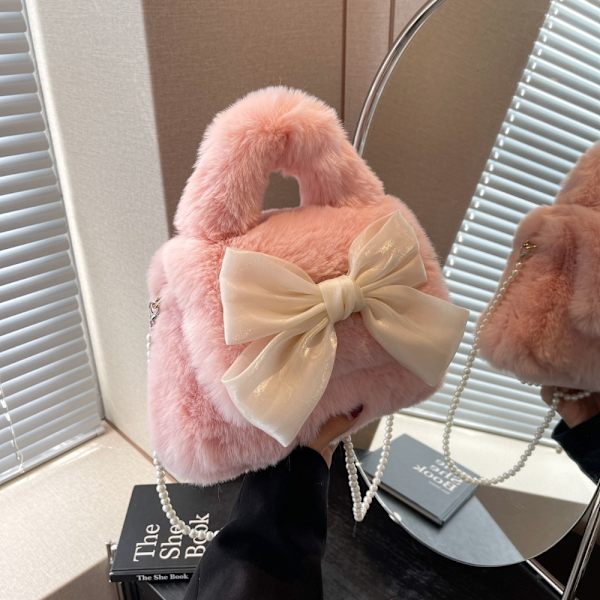 Damväska Fluffig plysch axelväska ROSA pink