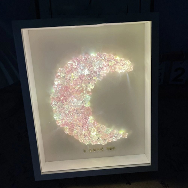 Håndlaget krystall fotorammesett DIY krystallrammesett BLÅ blue moon-moon