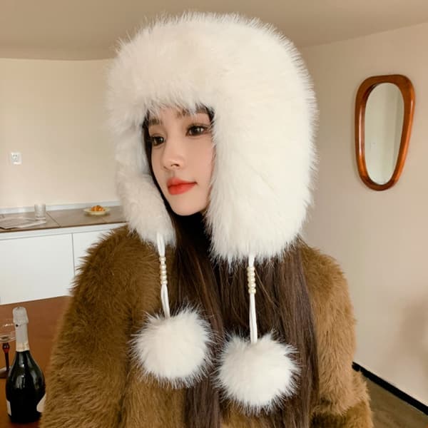 Blød Hat Pels Hatte BEIGE Beige