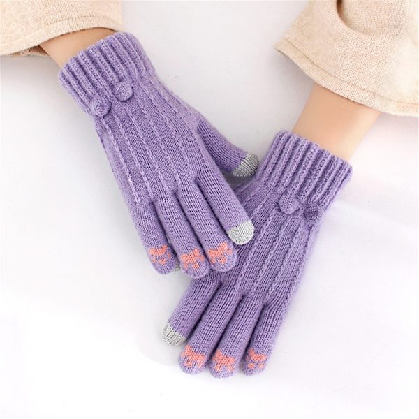 Stickade ullhandskar Ridning Delade fingerhandskar E E E