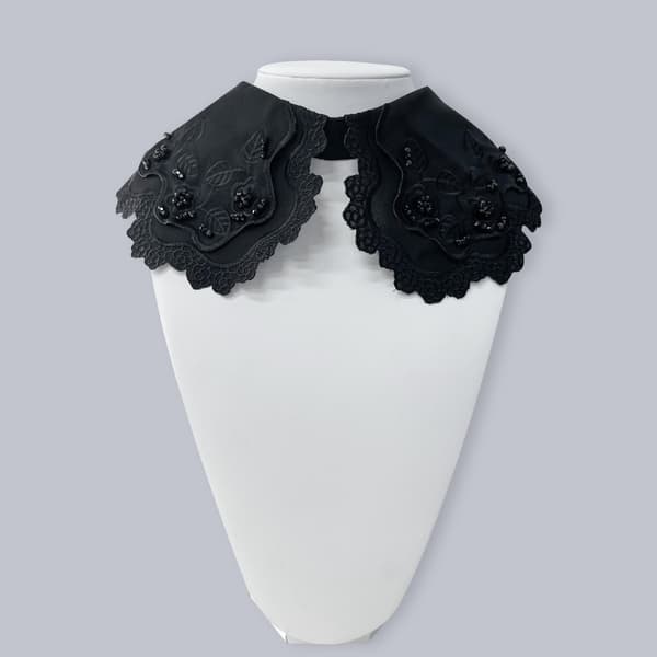 Dame Blondekrave Bund Skjortekrave SORT Black