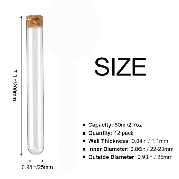 Glas provrör 80ml Labbrör 1 st 1Pc