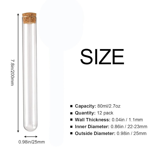 Glasprovrör 80ml Labrör 1st 1Pc