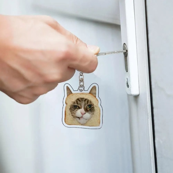 Glad rolig katt nyckelring Toast Cat Pendant nyckelring 10 10 10