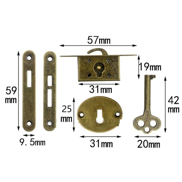 Smykkeskrinlås Skuffelås 2 2 2