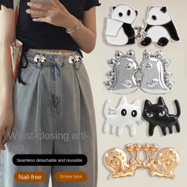 Jeansknapper No-Sying Metallknapp GULL PANDA PANDA gold panda-panda