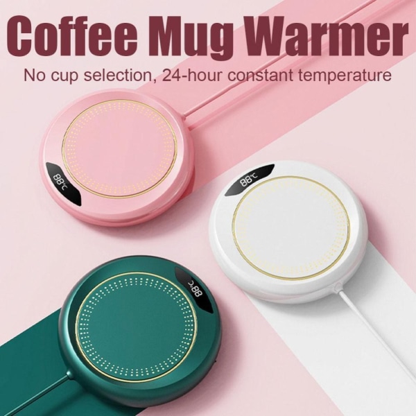 Konstant temperatur värmeunderlägg kaffemugg varmare VIT white