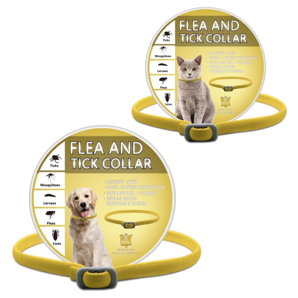 2st hundkatthalsband för att förhindra loppor, fästingar yellow 48cm for cat