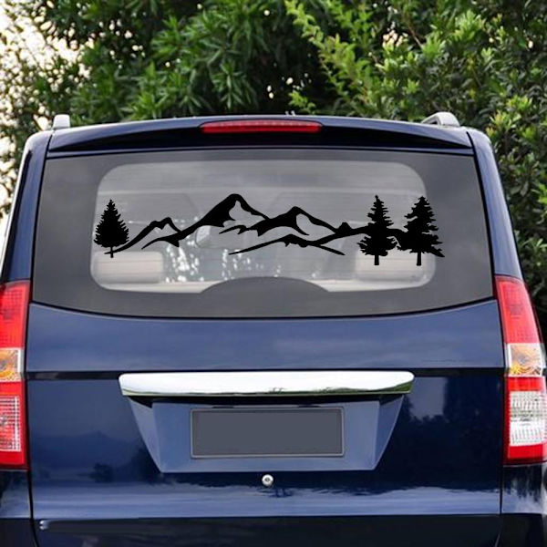 2 stk Mountain Forest Grafisk Bil Sticker Træ Skov Kofanger