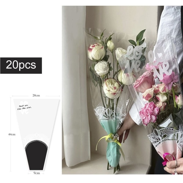 20/30 STK Rose Packing Sleeve Bag Buket Pakkepose SORT Black 20pcs-Multiple-20pcs-Multiple