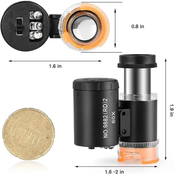 Mini Pocket Microscope Jewelers Eye Lupp SVART Black