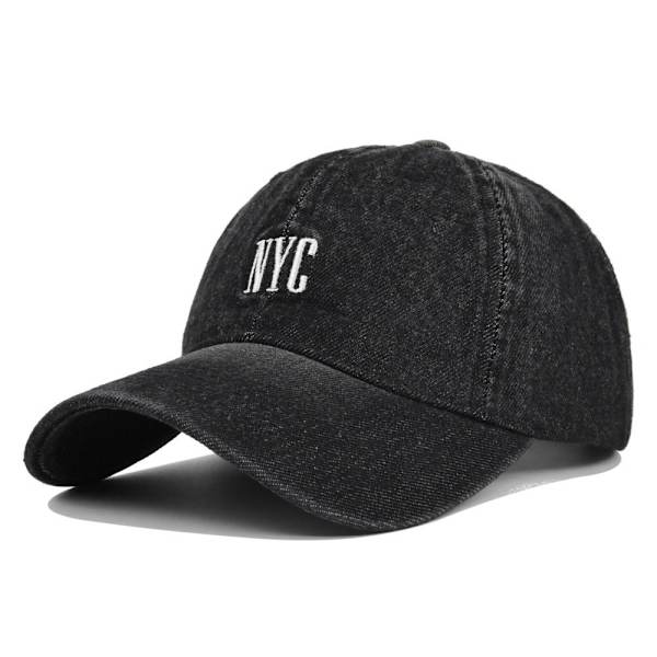 NYC Broderi Baseball Caps Distressed Faded Hats SORT black