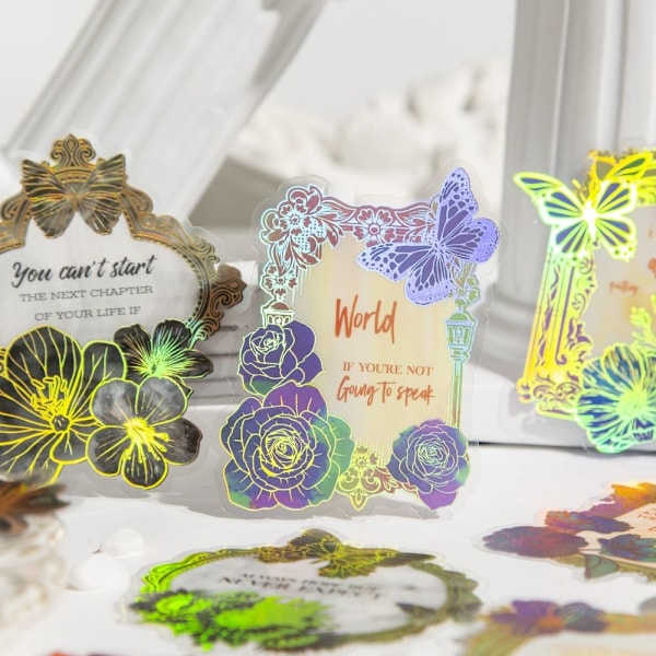 Daglig Planerare Scrapbook Stickers Färgglada fjärilsblomma