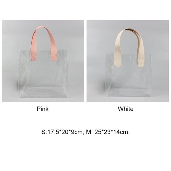 Clear Tote Bag Shopping Bags PINK M M Pink M-M