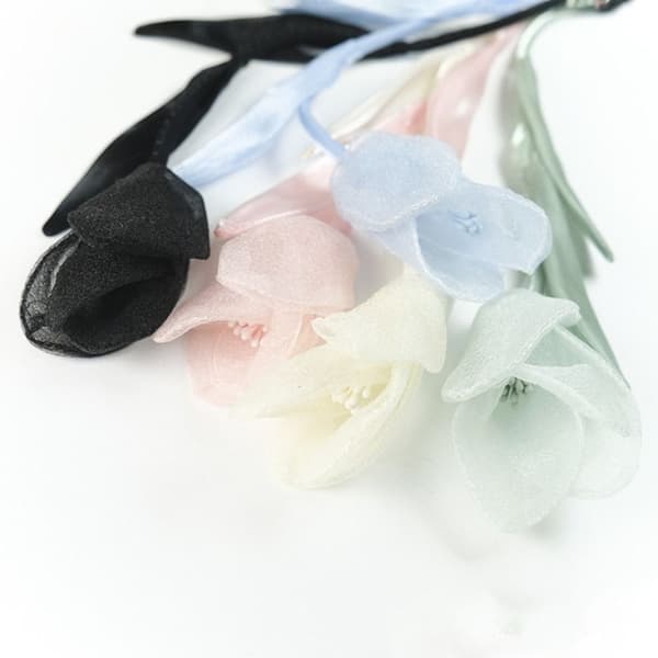 5 stk. Stofblomst Tulipan Tøjpatch SORT black