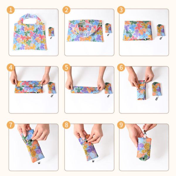 Sammenleggbar handlepose dagligvarepose 5 5 5