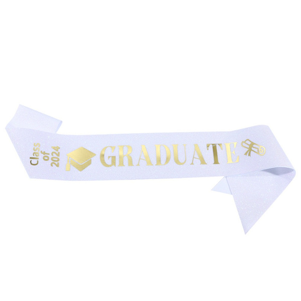 Graduation Shoulder Strap 2024 Graduation Sash WHITE white