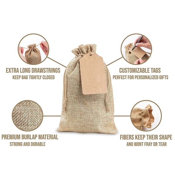 10 st Tapleap Jutesäckar Jute Presentpåsar Godispåsar