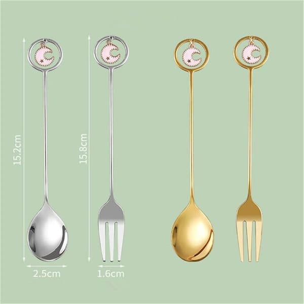 Stjerne Måne Ske Gaffel Dessertkageske SPOON-4 SPOON-4 spoon-4