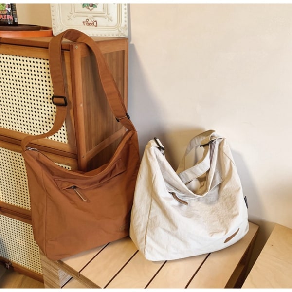 Olkalaukku Crossbody Suuri kangaslaukku VALKOINEN White