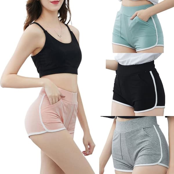 Bomuld Yogashorts, Slanke, Tætsiddende, GRÅ L grey L