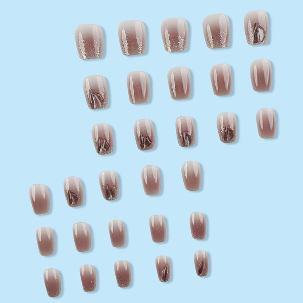 Franska Fake Nails Kort Ballerina False Nail Press on Nails