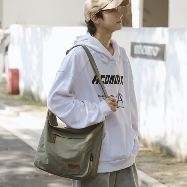 Axelremsväska Stor Canvas Messenger Väskor VIT White