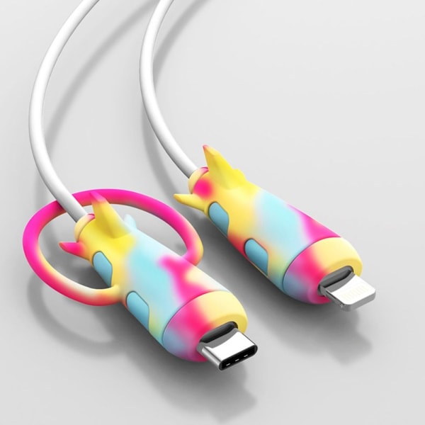 Kabelbeskytter Oplader Kabelbeskyttelsesdæksel Pink&Green&Yellow USB to C-USB to C