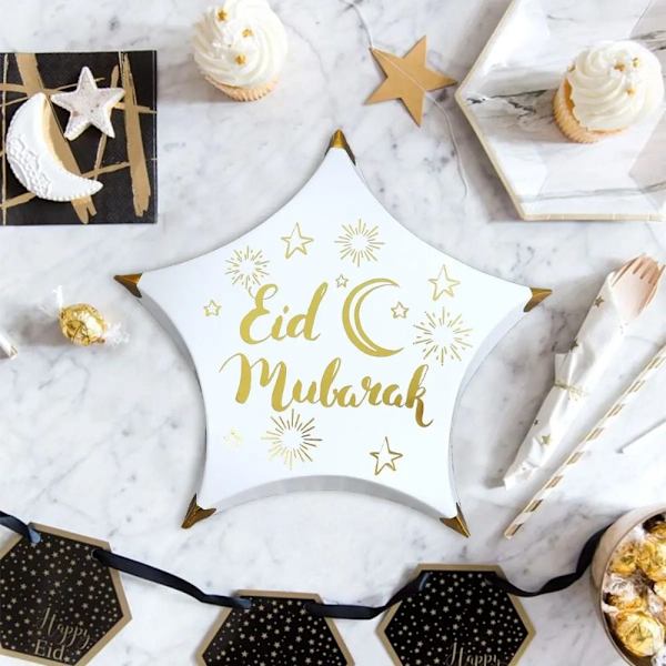 10 stk Eid Mubarak Slik- og Chokoladeæsker Gaveemballage Blå