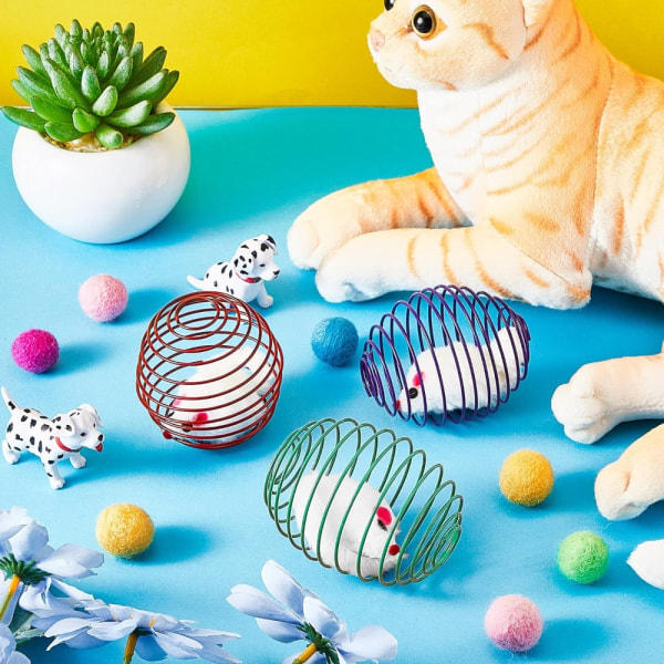5 stk Cat Interactive Toy Spring Cage Mus Pet Lekeutstyr