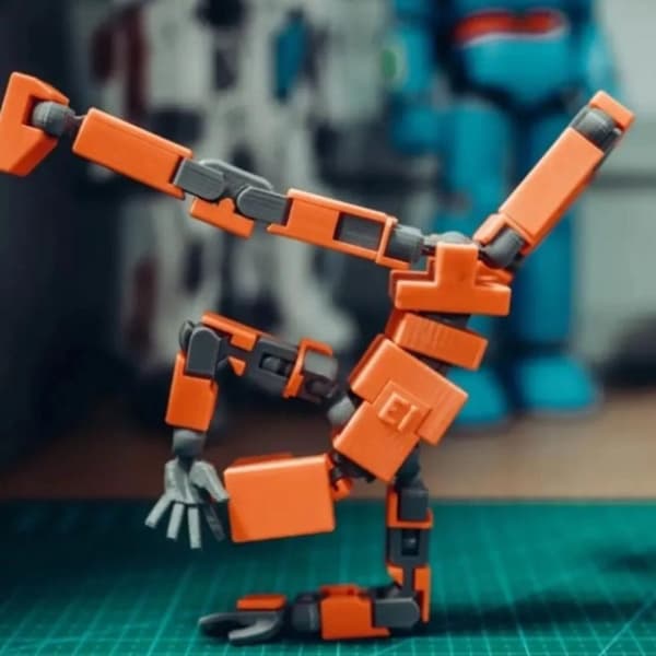 3D-printet mannequin legetøjsrobot actionfigur GUL yellow