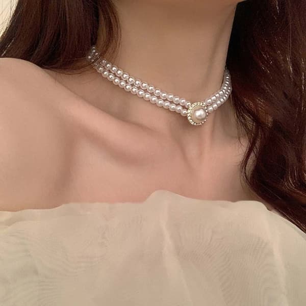 Pärlhalsband Pärlkedja Pärlchoker