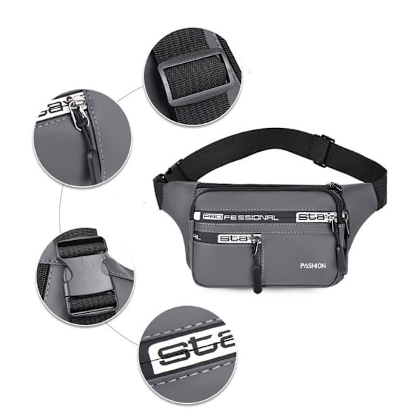 Outdoor Fanny Pack Sports Vedenpitävä Laukku HARMAA grey
