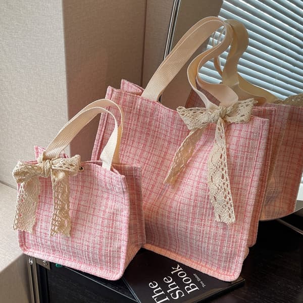 Canvas Tygkassar Bärkasse ROSA S Pink S