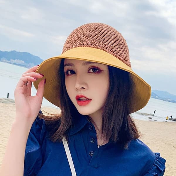 Dame Bucket Hat Stor Skygge Solhat SORT black