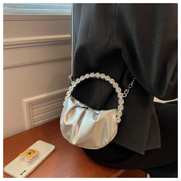 PU Läder Handväska Mini Crossbody Väska VIT White
