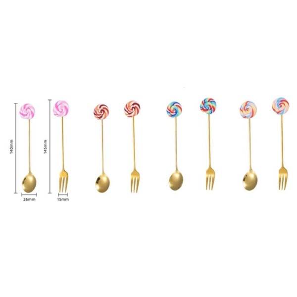 Lollipop Spoon Dessertskje GULL ROSA&SKE ROSA&SKE Gold Pink&Spoon-Pink&Spoon