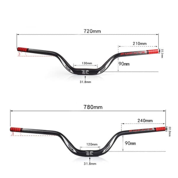 Mountainbike Styren Cykel Extra Lång Riser Bar SILVER Silver 720mm