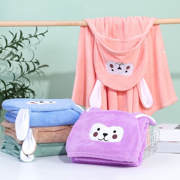Hettehåndkle for barn, badehåndkle for barn ROSA pink