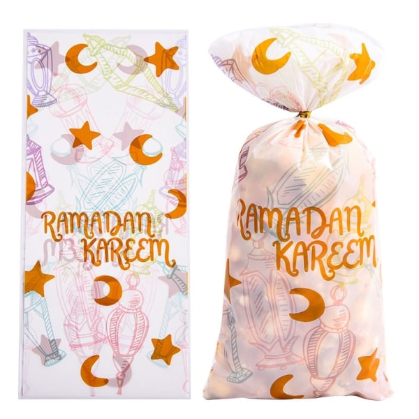 50 st Ramadan Kareem Presentpåsar Eid Mubarak Godis Keks Påse
