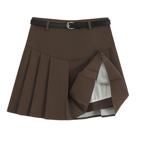 Plisseret nederdel Halvnederdel BRUN M Brown M