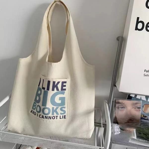 Canvas Tote Taske Sødt Print Skuldertaske E E E