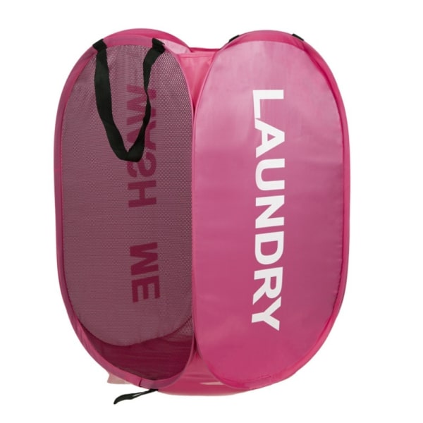 Bärbar tvättkorg Kläder Mesh Vikbar förvaringslåda ROSA pink